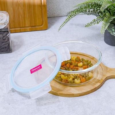 Fissman Round Glass Food Container With PP Lid 1300Ml