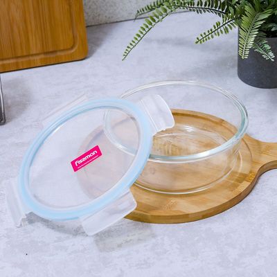 Fissman Round Glass Food Container With PP Lid 1300Ml
