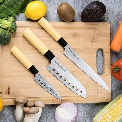 Katana 3-Piece Knife Set 8"Slicer/ 6.6"Santoku/ 5"Utility (3Cr13 Steel)