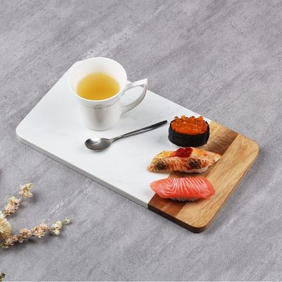 Luster Square Chopping Board, Acacia Wood + Marble White 30 X 16 X 1.5Cm Ck22197-2