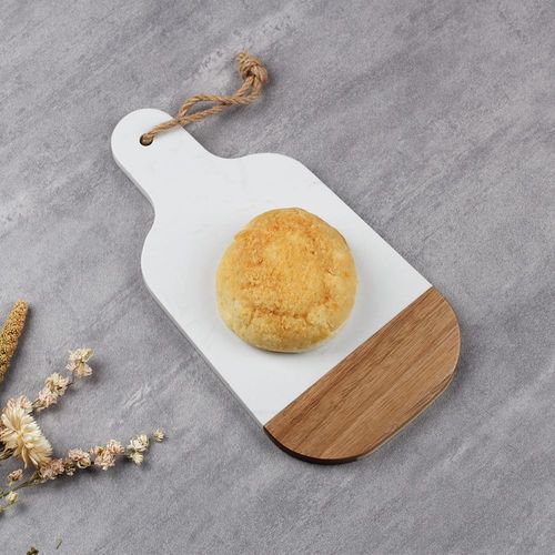 Luster Square Chopping Board With Handle,Acacia Wood + Marble White 30 X 15.5 X 1.5Cm Ck22198