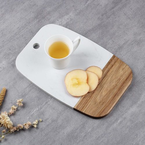 Luster Oval Chopping Board, Acacia Wood+Marble White 30 X 20 X 1.3Cm Ck22202