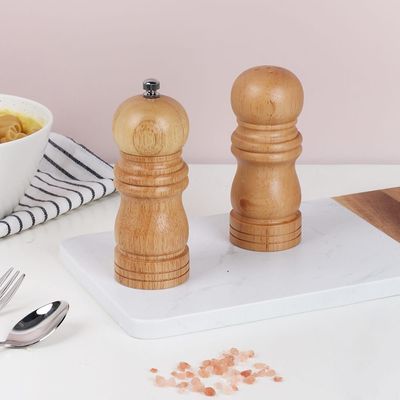 Loretta Pepper Mills & Salt Shakers Set, Rubber Wood Natural 5 X 12.7Hcm Bk21093