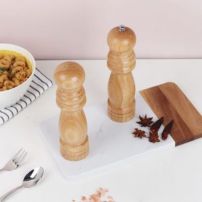 Loretta Pepper Mills & Salt Shakers Set, Rubber Wood Natural 5 X 20.50Hcm Bk21095