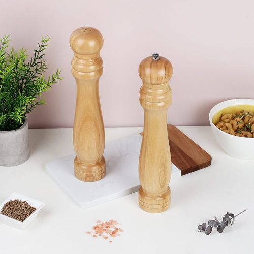 Loretta Pepper Mills & Salt Shakers Set, Rubber Wood Natural 6 X 30.50Hcm Bk21097