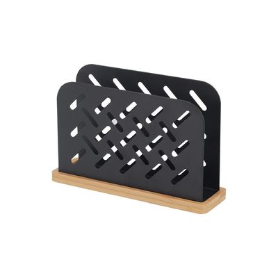  Atticus Napkin Holder Iron Sheet With Powder Coating Bamboo Base Black 15 X 3 X 10 HCM 