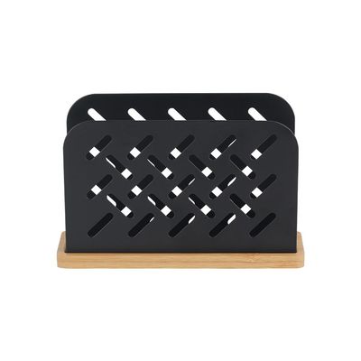  Atticus Napkin Holder Iron Sheet With Powder Coating Bamboo Base Black 15 X 3 X 10 HCM 