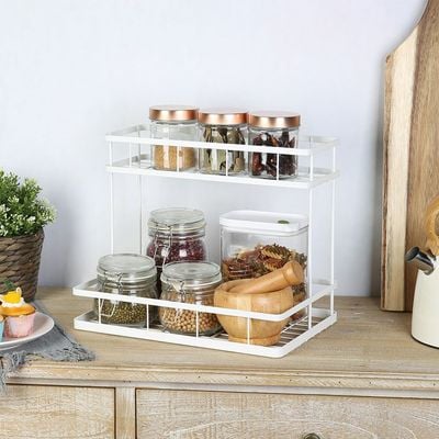 Shop Atticus 2 Tier Pantry Organizer Iron Metal With Powder Coating White 37 X 24 X 30.7 HCM Online Danube Home Bahrain