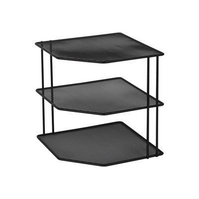  Atticus 3 Tier Corner Shelf Iron Metal With Powder Coating  Black 24 X 23 X 23 HCM