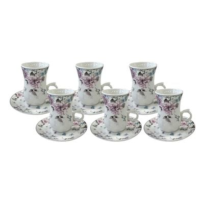 Orchid Grey Dawn 12-Piece New Bone China Istikan Set -160 Ml -Serve 6