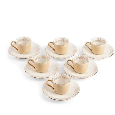 Otantik Joud Turkish Coffee Set 6Cup 6 Saucer Ivory