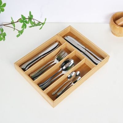Aaron Bamboo Cutlery Tray, 5 Section Nature 35.5 X 26.5 X 4.5Cm Fy23009