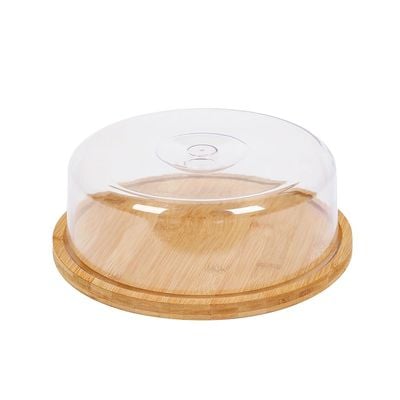 Aaron Round Bamboo Cake Box With Lid Nature & Clear D27.5 X 10.3 Hcm Fy23019