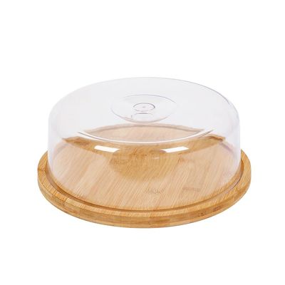 Aaron Round Bamboo Cake Box With Lid Nature & Clear D27.5 X 10.3 Hcm Fy23019
