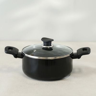 Karolina Aluminium Casserole With Lid 20X9.5Cm Black -3.2MM