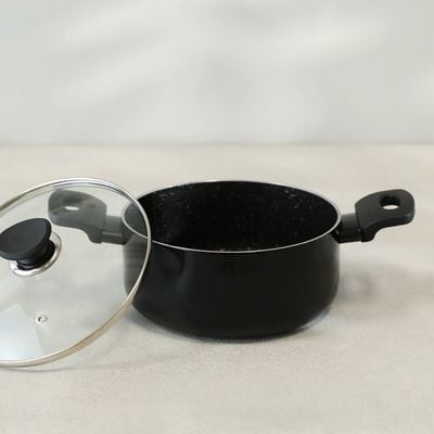 Karolina Aluminium Casserole With Lid 20X9.5Cm Black -3.2MM