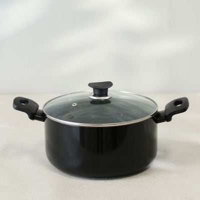 Karolina Aluminium Casserole With Lid 24X12Cm Black -3.2MM