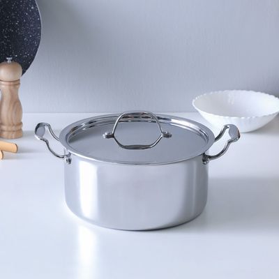 Celina Stainless Steel Casserole With Ss Lid 24X 12.5Cm Shinny Silver -2.5MM