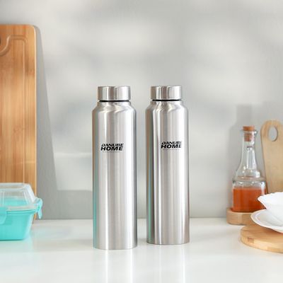 Celina 2-Piece Stainless Steel Water Bottle 2X1000Ml Shinny Silver