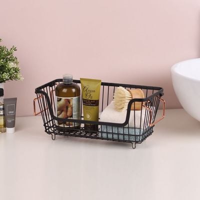 Atticus Wire Stackable Basket Black 33x15.8x14Cm