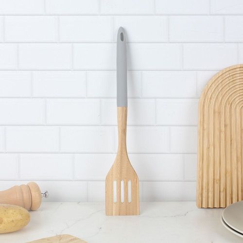 Danube Essential Slotted Turner Silicone+ Bamboo Grey 35 X 6.5 X 2Cm