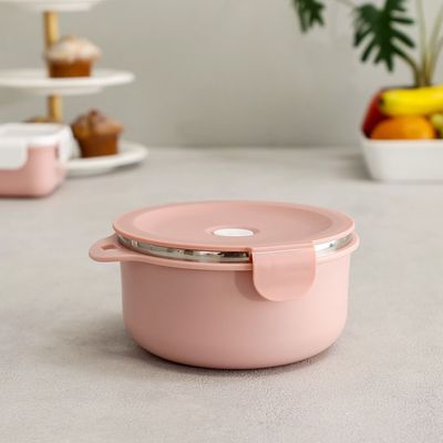 Let's Eat Stainless Steel Lunch Box Pink 900Ml 17X17.5X 8.2Cm