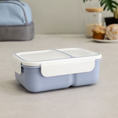 Let's Eat 2 Compartments Lunch Box Blue 1300Ml,20X14X7Cm