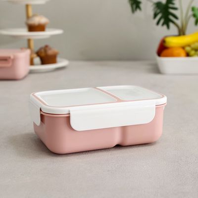 Let's Eat 2 Compartments Lunch Box Pink 1300Ml,20X14X7Cm