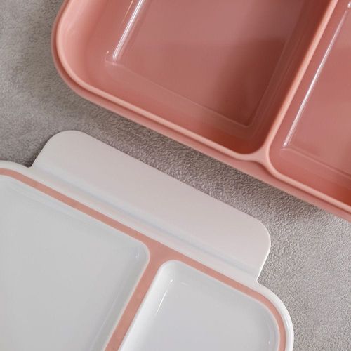 Let's Eat 2 Compartments Lunch Box Pink 1300Ml,20X14X7Cm
