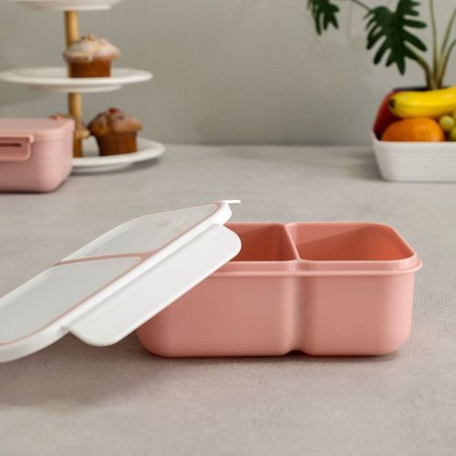 Let's Eat 2 Compartments Lunch Box Pink 1300Ml,20X14X7Cm