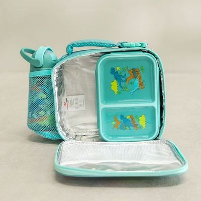 Let's Eat 3-Piece Kids Lunch Box Set Green 23X8.5X19Cm,Lunch Box 1300Ml,Bottle 400Ml