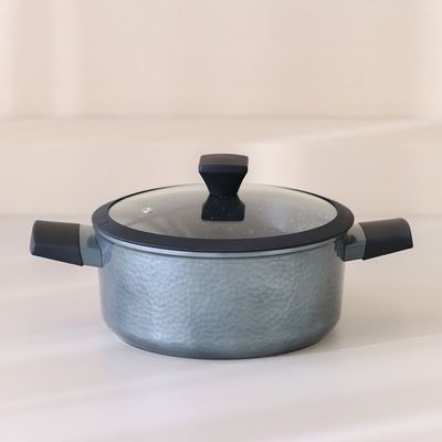 Bistro 9-Pc Hammered Cookware Set - Metalic Grey 