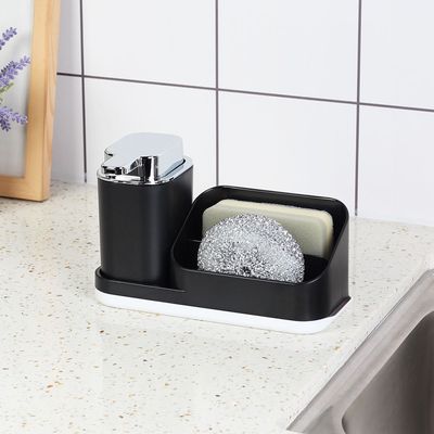 Danube Essential Soap Dispenser with Sponge Holder Black 21.5x11x13.5 Cm