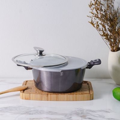 BerlingerHaus Casserole with lid, 28 cm, Metallic Line Carbon Pro Edition