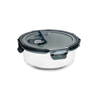 Danube Home Round Borosilicate Glass Lunch Box - Clear/Black - 950 ml