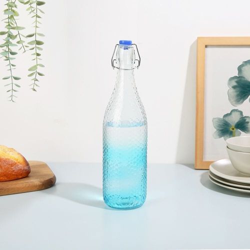 Danube Essential Colored Glass Bottle Blue 1000 Ml