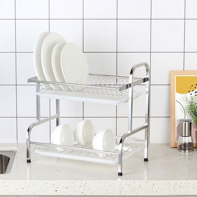 Atticus 2-Tier Stainless Steel Dish Rack - Shiny - 42.3x25.5x40.5 cm