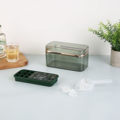 Danube Essential 4-Pc Ice Maker Box Set with Lid - Light Green - 20x10x10.5 cm