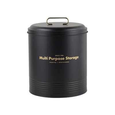 Zyra Metal Storage Jar Black Gold 24.5 X 30.5 CM,12L 