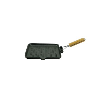 Rosette Cast Iron Grill Pan W/Wooden Handle 28x28CM