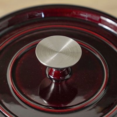 Rosette Cast Iron Casserole - Maroon - 24 cm (Dia.), 3.7L 