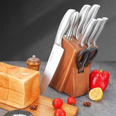 Chef's Delight Celina 9-Piece Knife Set With Block Silver