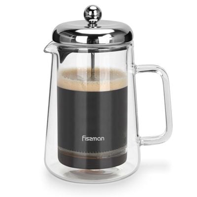 Fissman Double Wall French Press Coffee Maker - Borosilicate Glass - 600ml 