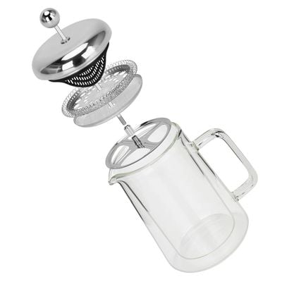 Fissman Double Wall French Press Coffee Maker - Borosilicate Glass - 600ml 