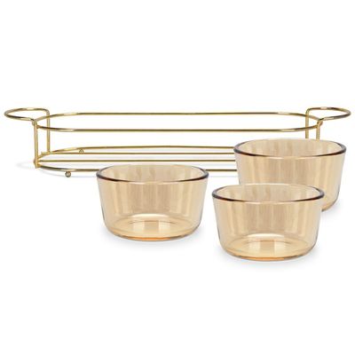 Fissman Pristine Glass Bowl with Metal Stand - Set of 3 