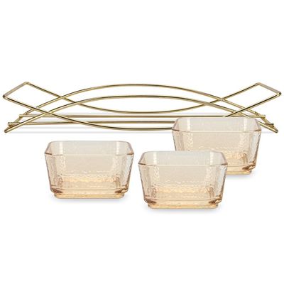 Fissman Pristine Glass Bowl with Metal Stand - Set of 3 