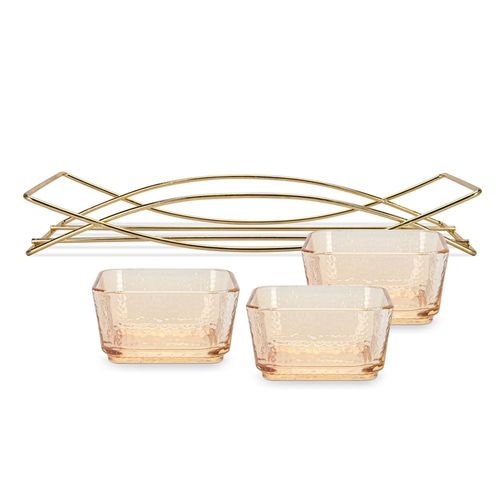 Fissman Pristine Glass Bowl with Metal Stand - Set of 3 