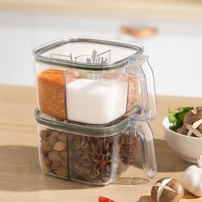 Kitchen Essentials Multi-Grid Seasoning Box - 4x250 ml - Grey - 17.1x13.6x9.2 cm