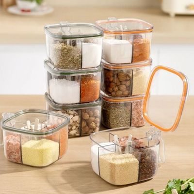 Kitchen Essentials Multi-Grid Seasoning Box - 4x250 ml - Grey - 17.1x13.6x9.2 cm