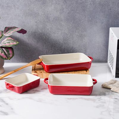 Serax Stoneware 3-Piece Rectangular Baking Dish Set 22X13.5X5.5, 29.5X17.7X6.3,38X21X6CM